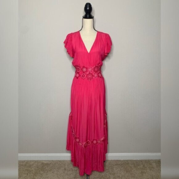 NWT Ramy Brook Lenna Pink Embellished Short Sleeve Maxi Dress - Picture 5 of 17